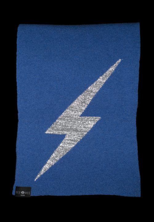 Thor Blue Small Lightening Bolt Reflective Cashmere Scarf